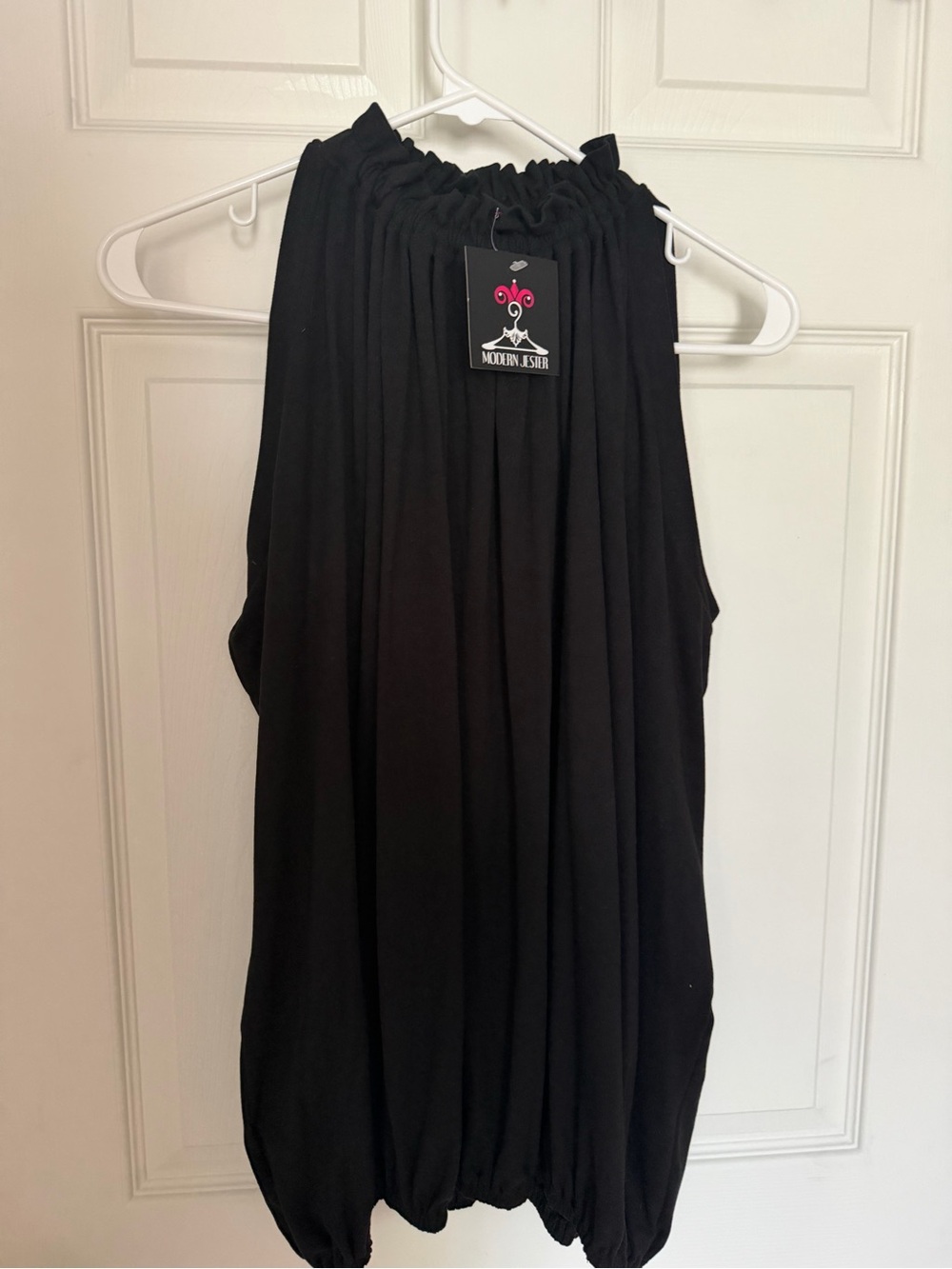 Black Sleeveless Smocked Halter Tank Top